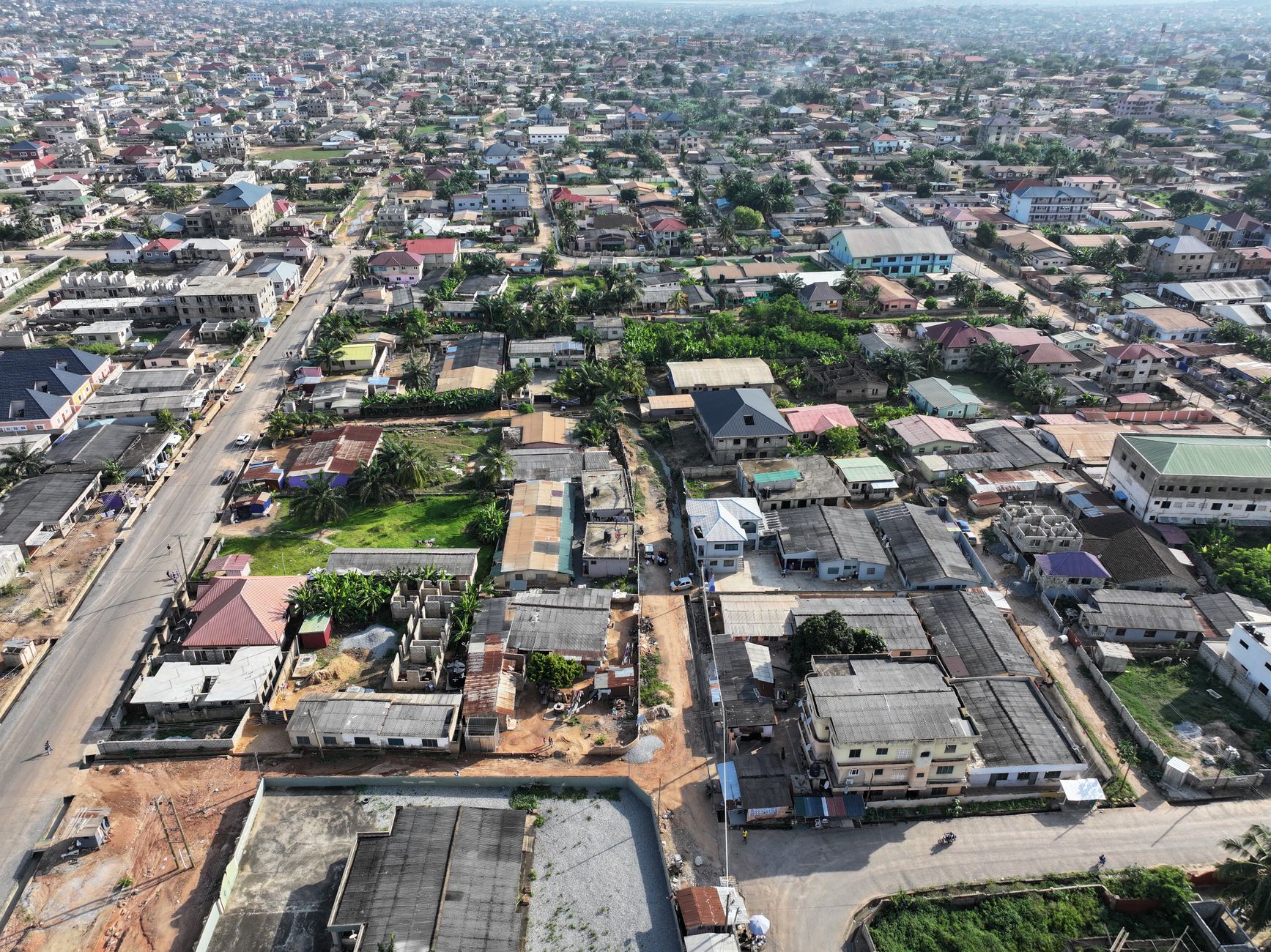 Aerial view of a residential neighbourhood